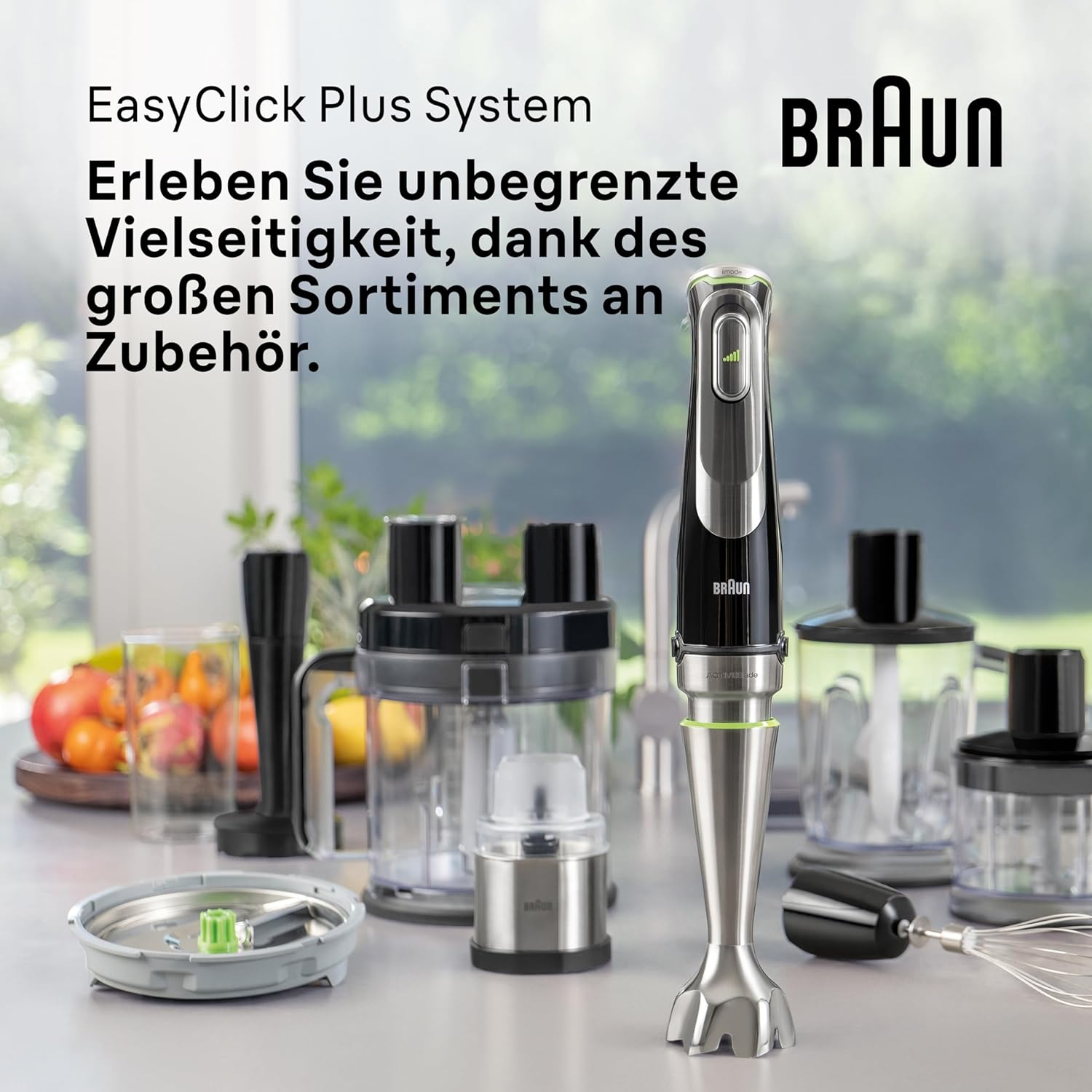 Braun MultiQuick 9 MQ 9187XLI – 5-in-1 Stabmixer mit Küchenmaschinen-Aufsatz, Zerkleinerer, Kartoffel- & Gemüsestampfer & Schneebesen, stufenlose Geschwindigkeitseinstellung, 1200 W, Schwarz/Edelstahl