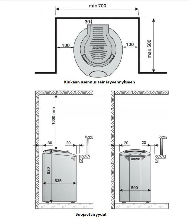 Harvia Stufa elettrica per sauna Ever-Ready Forte AFB9, 9kW, 10-15m, controllo separato, acciaio