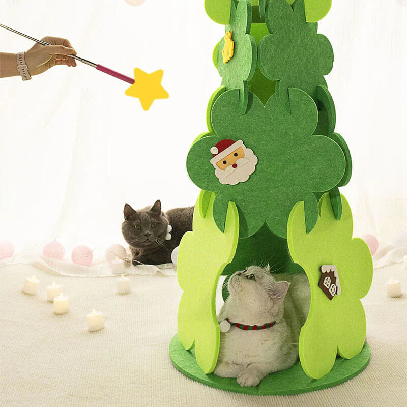 FelineFreude - Gemütliches Filz-Katzenbett im Weihnachtsbaum-Design