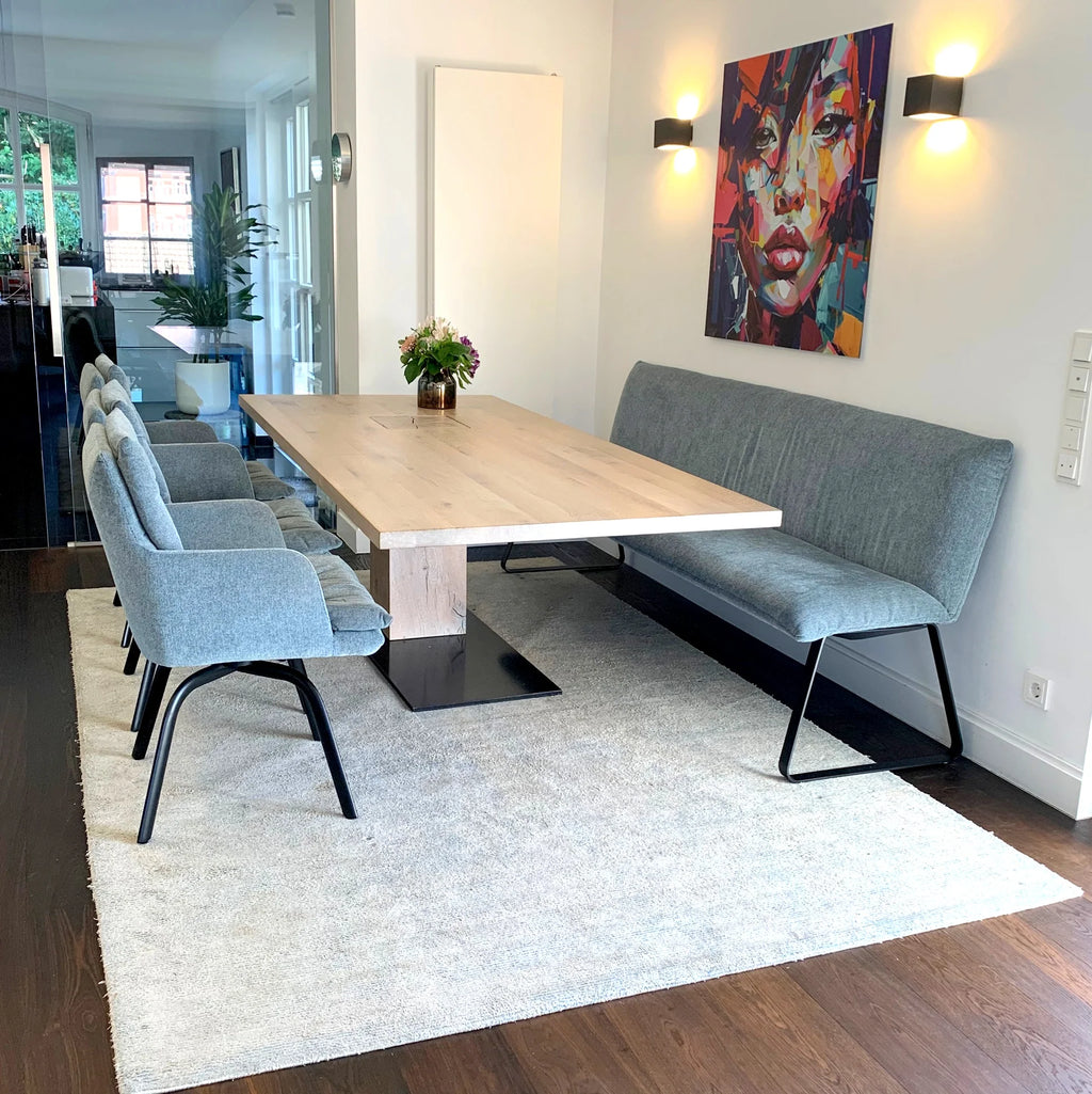 Diningbank BW Bielefelder Werksttten Heaven B220cm taubenblau