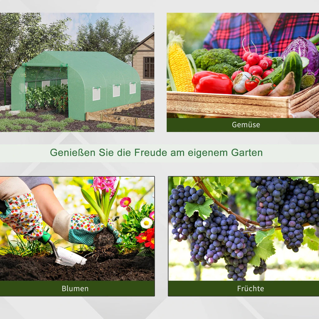 Serra da Giardino Outsunny con Telo in PE Anti-UV, Porta Avvolgibile e Finestre di Ventilazione