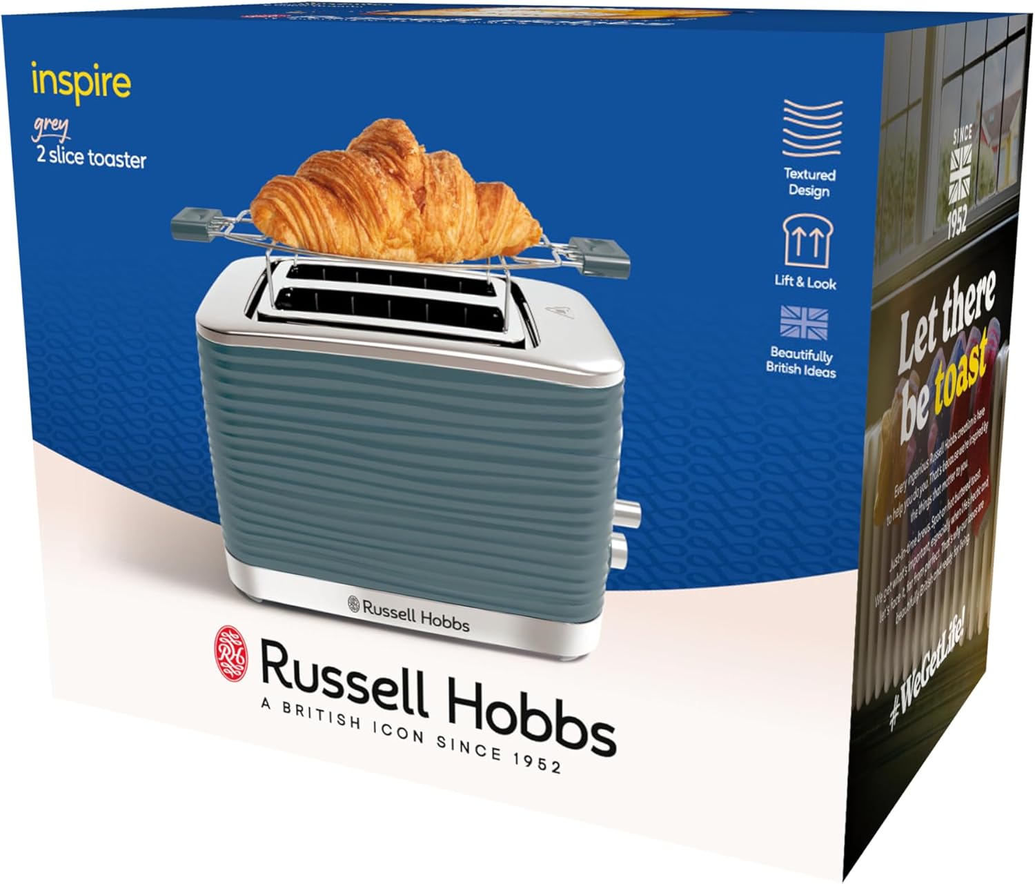 Russell Hobbs Inspire Grey Colazione Set Tostapane, Bollitore e Macchina da Caffè