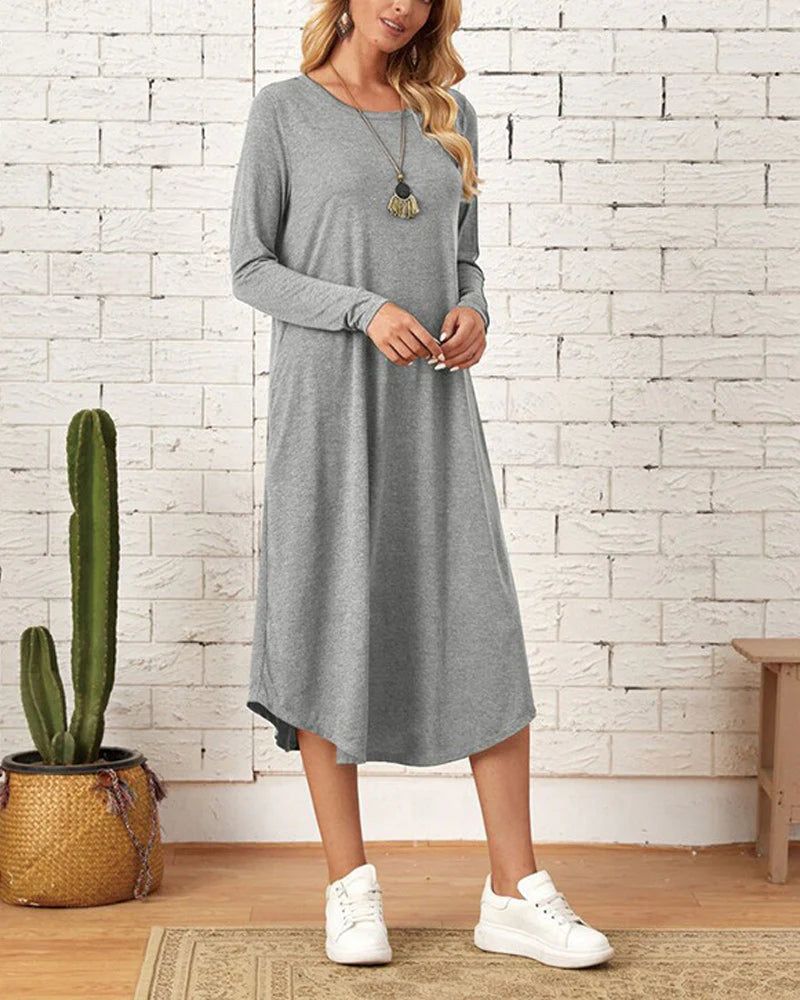 Lozenda - Herbst und Winter langrmeliges, locker geschwungenes Kleid
