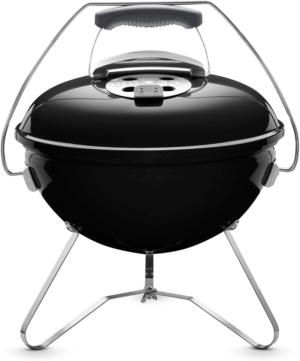 Weber Smokey Joe Premium Holzkohlegrill, Ø 37cm Grillfläche, portabeler BBQ Grill mit praktischem Tragebügel, porzellanemaillierten Deckel & Kessel - Smoke Gray (1126704)