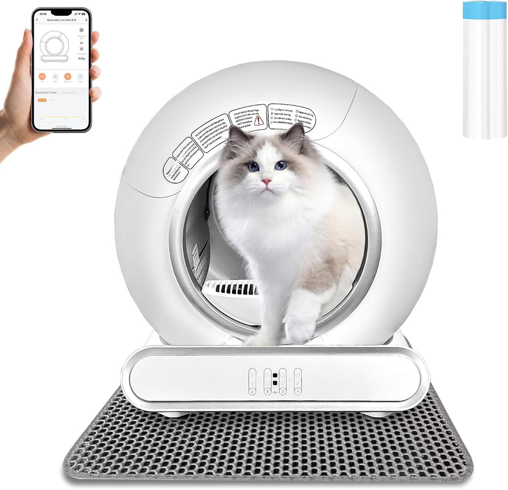 Lettiera Gatto Automatica Elettrica Cat Litter Box Selbstreinigende Automatisches Katzenklo XXL con APP Lettiera Elettrica Chiusa per Gatti di Taglia Grande (Tipo A)