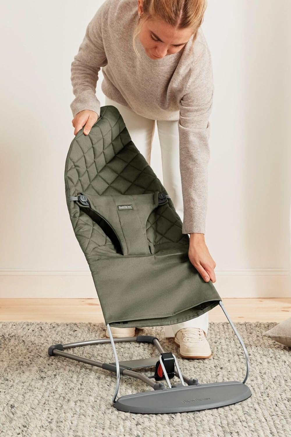 BabyBjörn Sdraietta Bliss, Tessuto trapuntato a petalo, Grigio Sabbia
