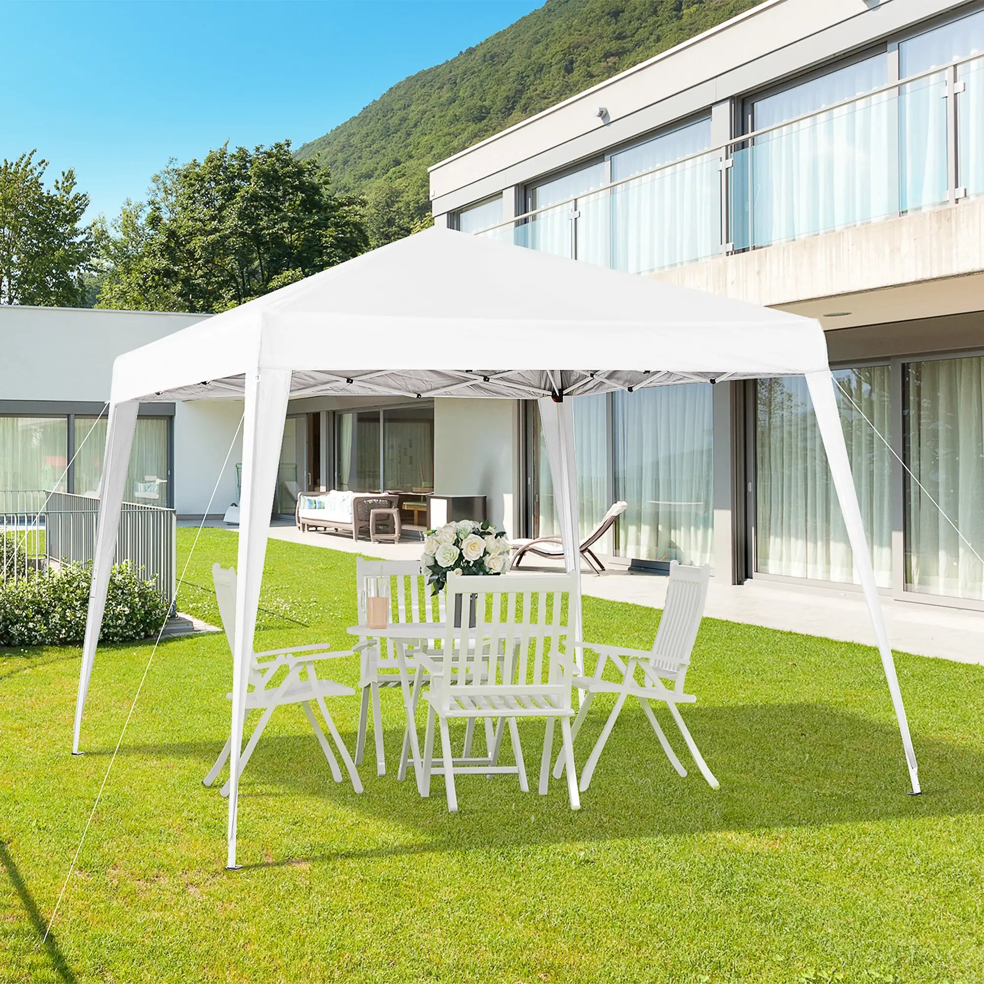 Outsunny Gazebo Pieghevole per Feste Protezione UV Pieghevole Bianco