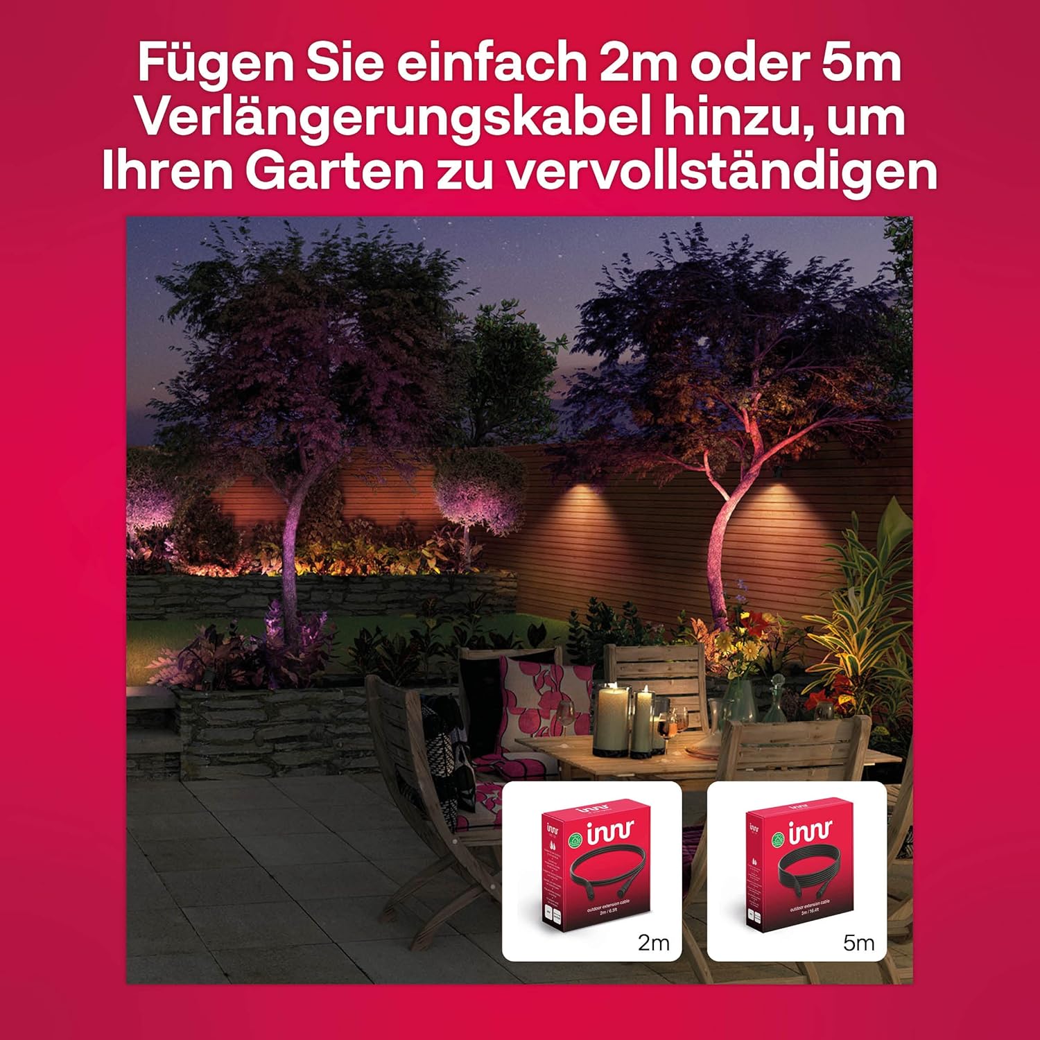 innr Smart Gartenstrahler, Zigbee, Funktioniert mit Hue* und Alexa (Bridge erforderlich), White & Color, LED Strahler, Spotlicht außen, Außenlampe, IP67 wasserdicht, Komplettset (3-Pack)