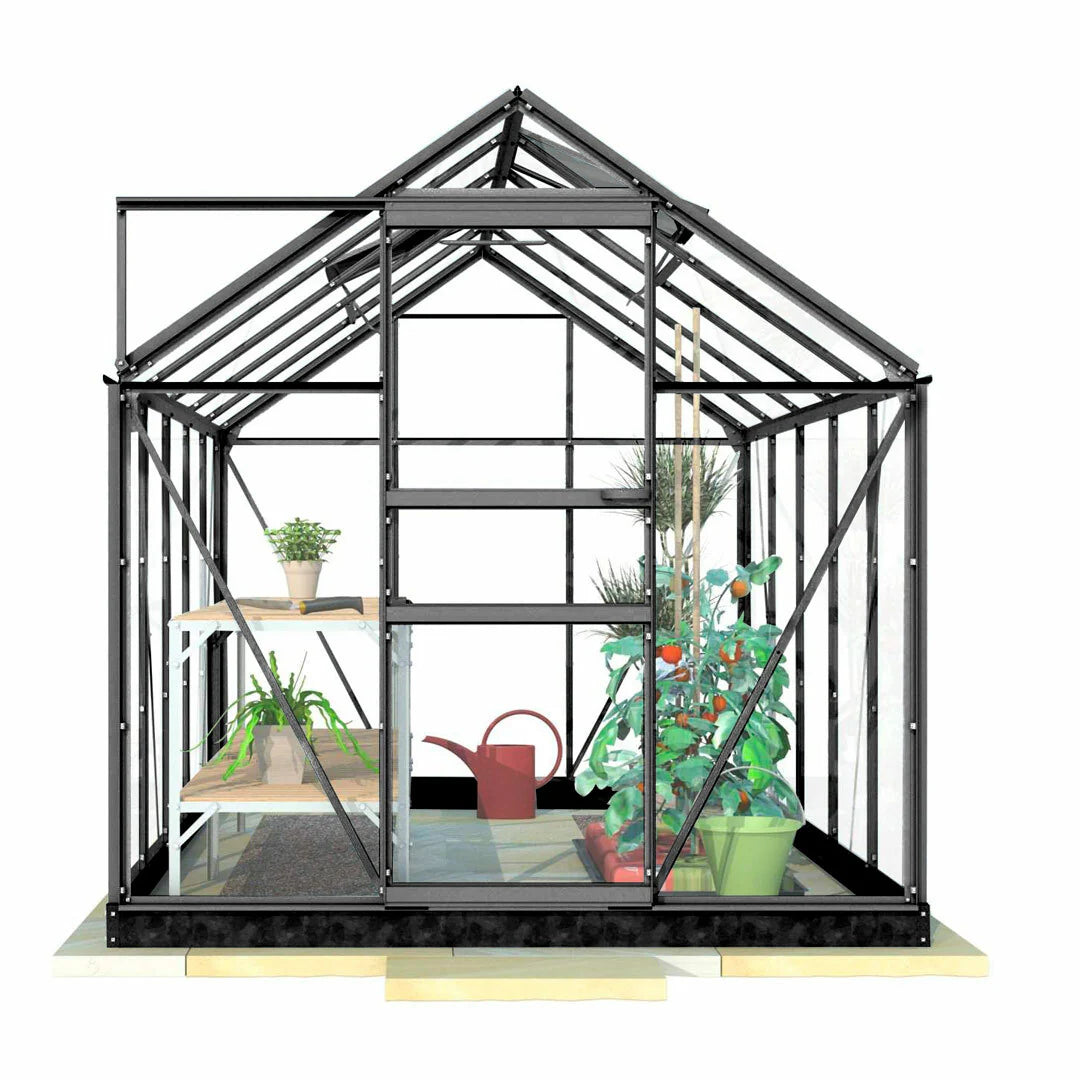 Serra da giardino Lykke Gewchshaus in vetro, 6,2m², nera