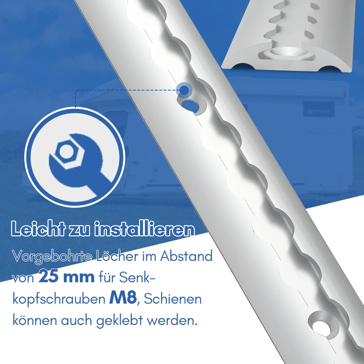 Sonnewelt Airlineschiene 4x 1m Aluminium für Wohnmobile und LKW