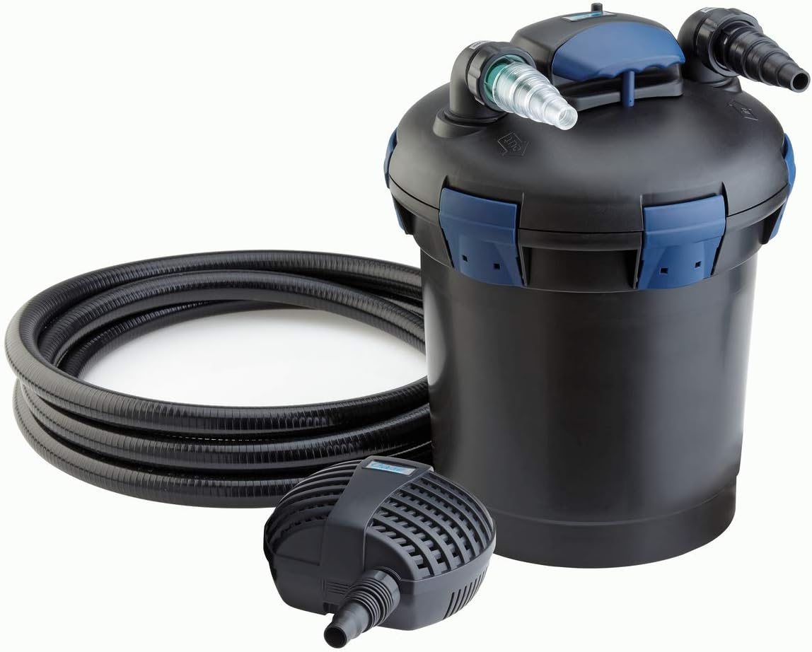 OASE 50499 Filtro a pressione BioPress Set 4000, Set filtro per laghetto per una rapida ed efficace eliminazione delle alghe, Set completo con pompa filtro e chiarificatore UVC