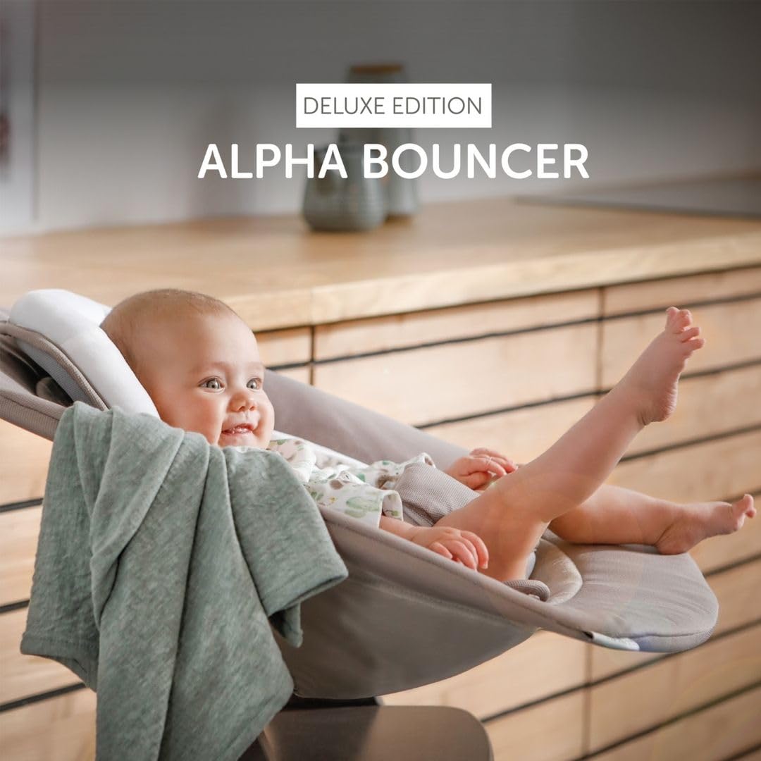 Hauck Seggiolone Beta+ Newborn Set Deluxe - Set Seggiolone Pappa dalla Nascita con Sdraietta Neonato, Cuscino e Vassoio - Naturale