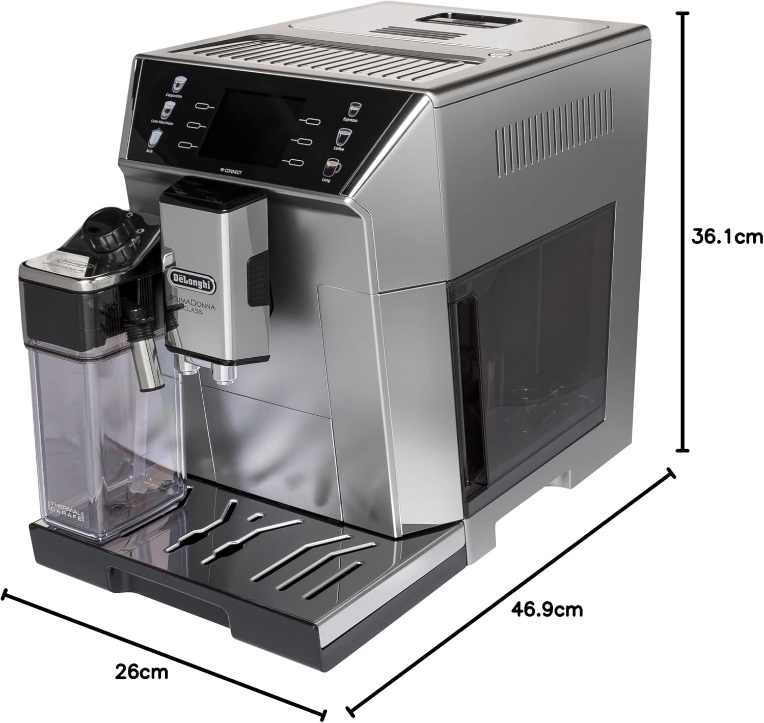 De'Longhi Eletta Evo ECAM 46.860.B Macchina automatica per caffè con sistema LatteCrema per il latte, cappuccino ed espresso con un solo tocco, display LCD e pulsanti a sfioramento, colore nero