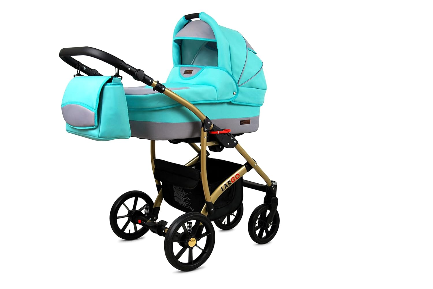 BabyLux Largo 2-in-1 Baby Kinderwagen Tief und Kinderwagen mit Zubehör Verstellbar und faltbar Aluminiumkonstruktion Wasserdicht Nicht abnehmbare Räder Brown Cream White Frame