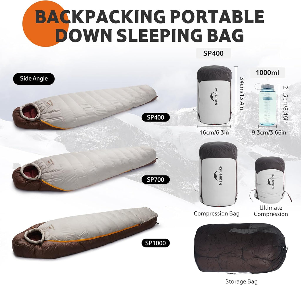 Naturehike Snowbird Entendaunen Mumienschlafsack,Outdoor Professional Camping Schlafsack,Unisex – Erwachsene Schlafsack