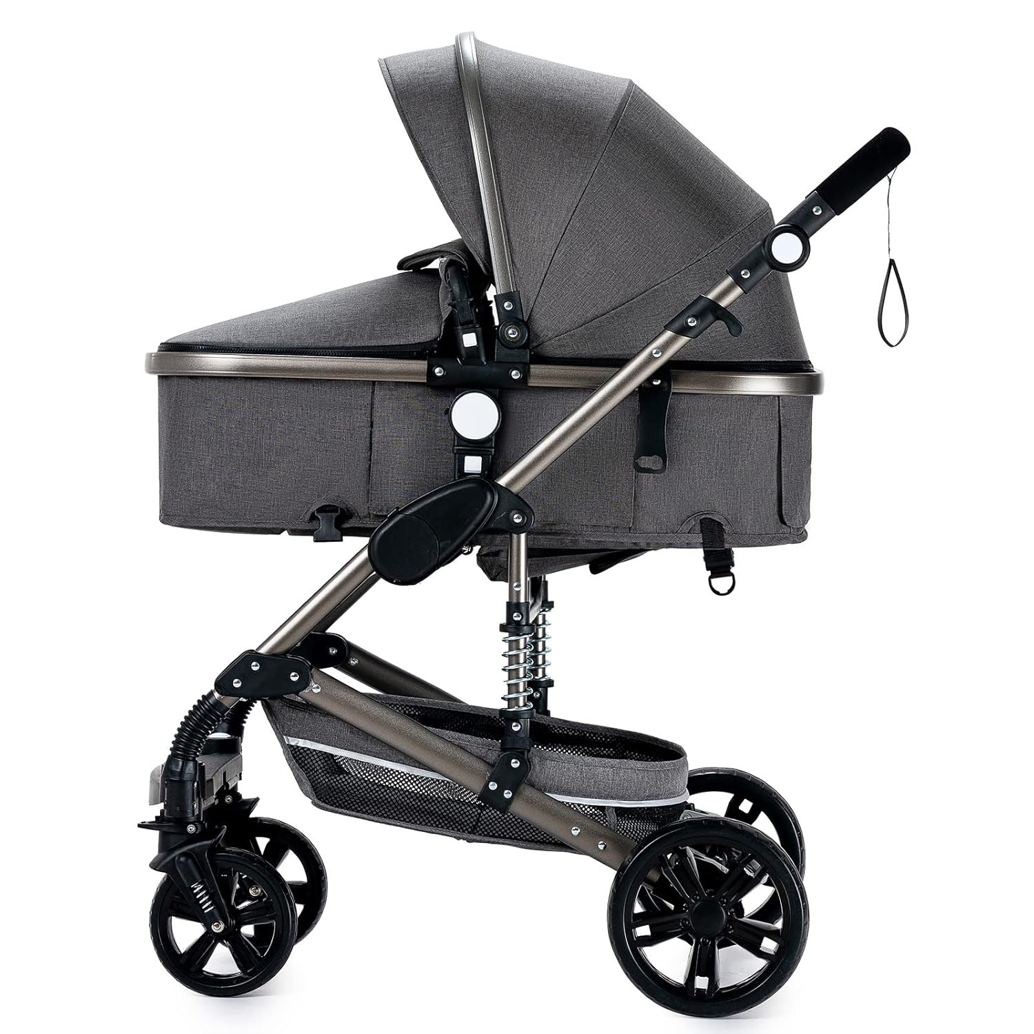 Sianldcone Passeggino 3 in 1, Set Passeggino con Tessuti di Alta Qualità, Sistemi di Viaggio con Spinta Reversibile, Passeggino Combinato a Vista Aperta Set Completo 3 in 1 (V9 Cachi)
