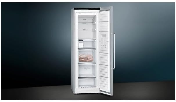 Siemens GS54NAWCV iQ500 Congelatore verticale, 176 x 70 cm, 327 L, NoFrost mai più sbrinamento, bigBox spazio per alimenti di grandi dimensioni, varioZone ripiani e cassetti flessibili in vetro, Bianco