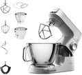 Kenwood Titanium Chef Baker KVL85.424SI Robot da cucina con bilancia integrata, incl. set pasticceria da 4 pezzi, ciotole da 7 L e 5 L, regolazione continua della velocità, 1200 W, Argento