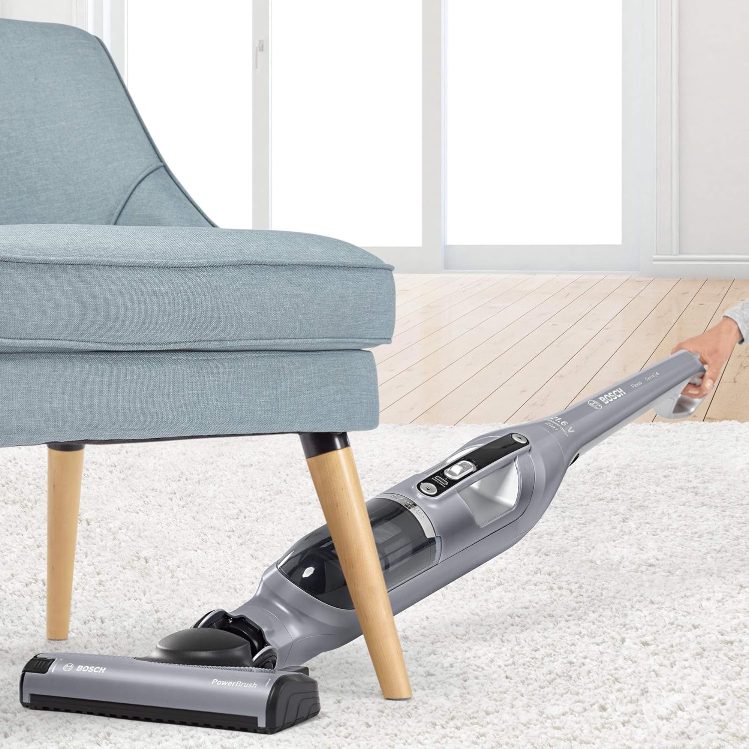 Bosch Akku-Staubsauger Flexxo 2in1 Serie 4 BBH32101, kabelloser Handstaubsauger, beutellos, hohe Saugleistung, Lange Laufzeit, Kurze Ladezeit, Fugendüse, alle Bodenarten, schwarz