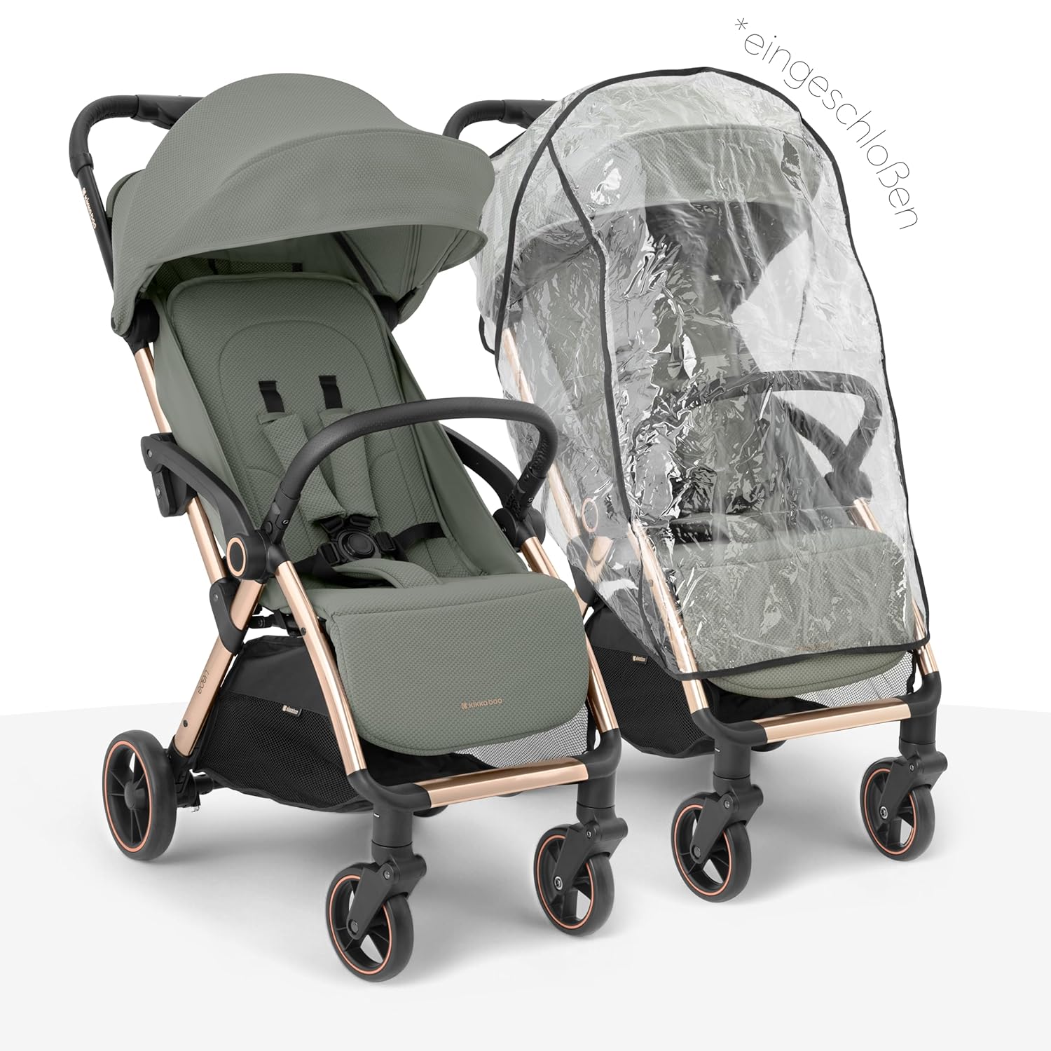 KikkaBoo EDEN Passeggino, passeggino fino a 22 kg, chiusura automatica, posizione reclinata, ultraleggero, compatto, nero