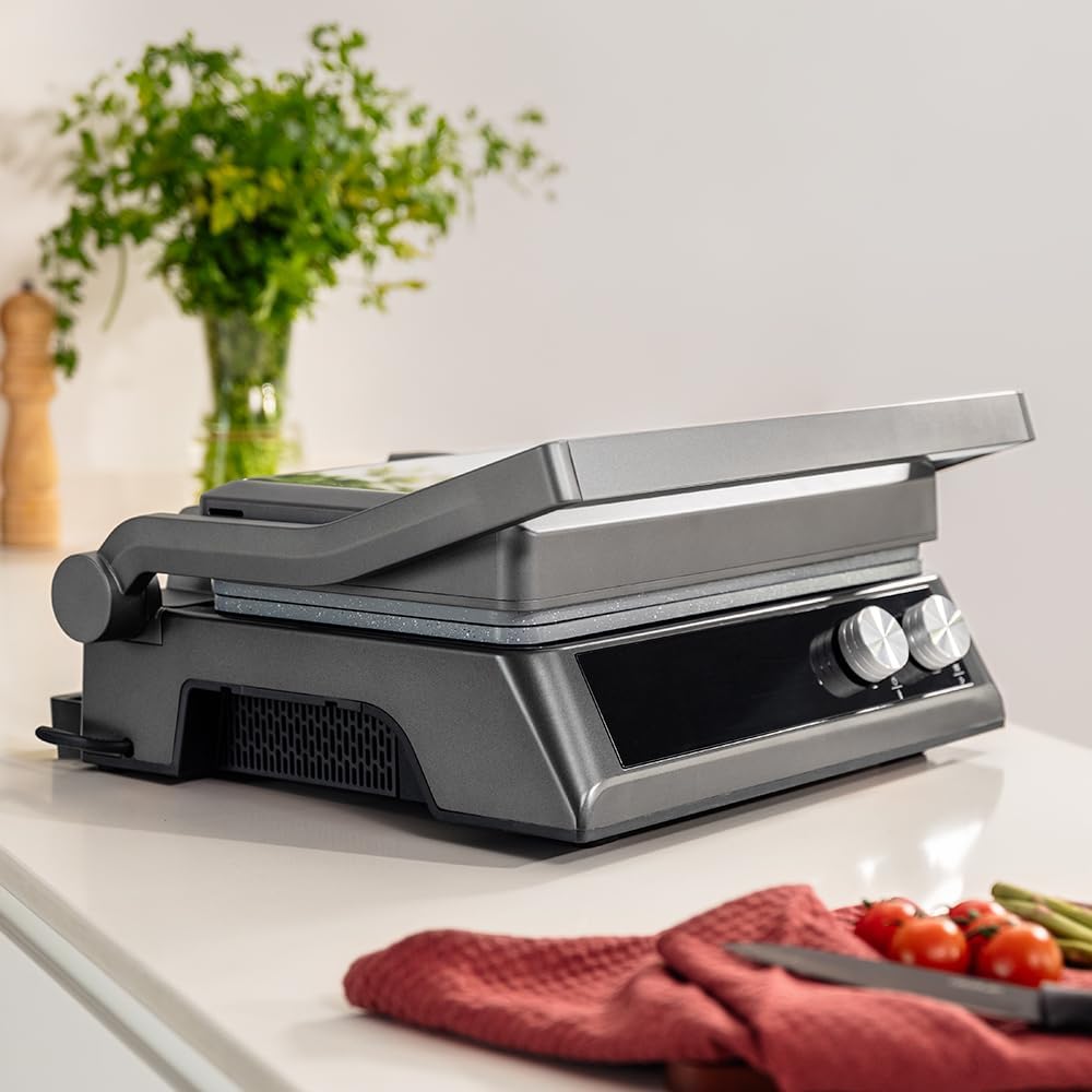 Cecotec Elektrogrill mit abnehmbaren Platten Rockn'Grill Bistro. 2400W, Rauchfreies und gesundes Kochen, Touch-Steuerung, Platten mit unabhängiger Temperaturregelung, inklusive Temperatursonde.