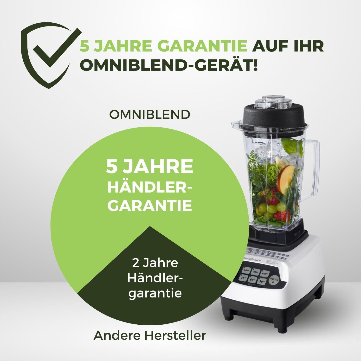 OmniBlend Smoothie Maker 2L in schwarz I Smoothie Mixer inkl. BPA-freiem Behlter & 6-Klingen-System aus Edelstahl I Mixer Smoothie Maker ideal für grüne Smoothies I Standmixer mit 3 PS Motor