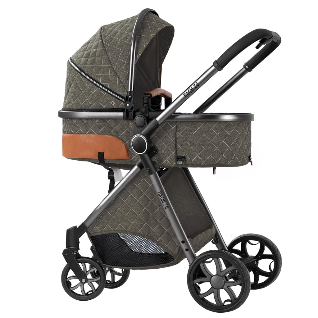 Sianldcone Passeggino 3 in 1, Set Passeggino con Tessuti di Alta Qualità, Sistemi di Viaggio con Spinta Reversibile, Passeggino Combinato a Vista Aperta Set Completo 3 in 1 (V9 Cachi)