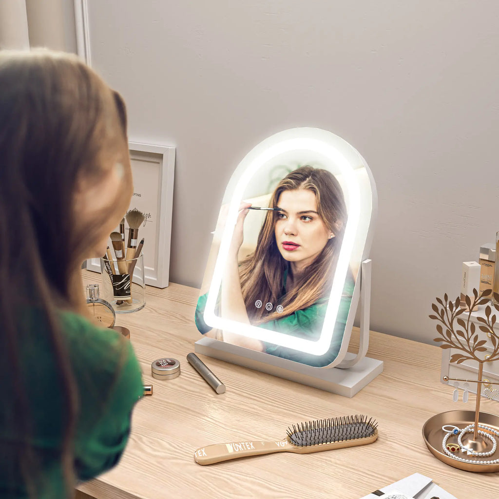 HOMCOM Specchio per Trucco con Illuminazione LED Controllo Touch Bianco
