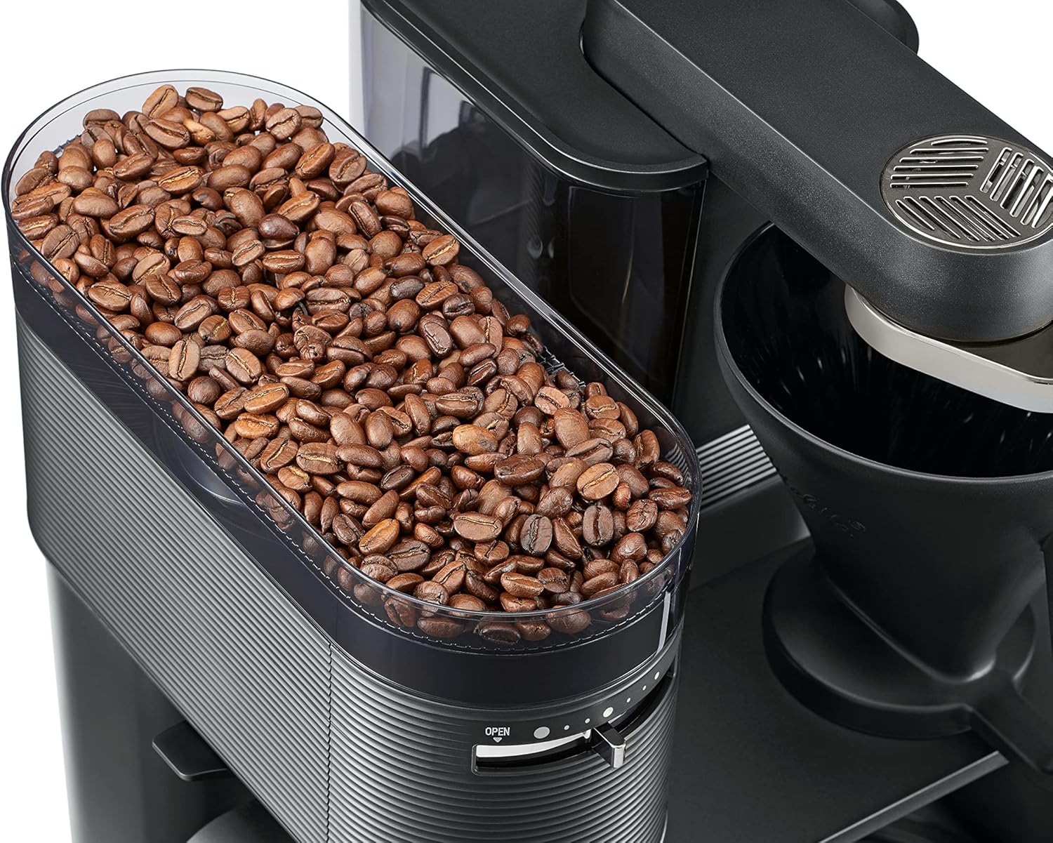 Melitta EPOS Macchina da caffè con macinacaffè, nero-argento