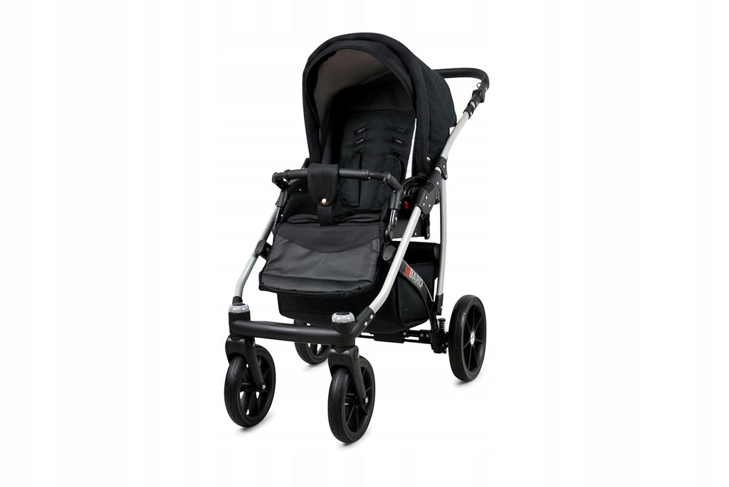 BabyLux® Bambimo Kinderwagen Set 3 in 1 - Qbaro - incl. Babywanne, Buggy Sportsitz, Auto-Babyschale - Autositz - Kinderwagenset - Kombikinderwagen mit Wickeltasche, Regenschutz usw.