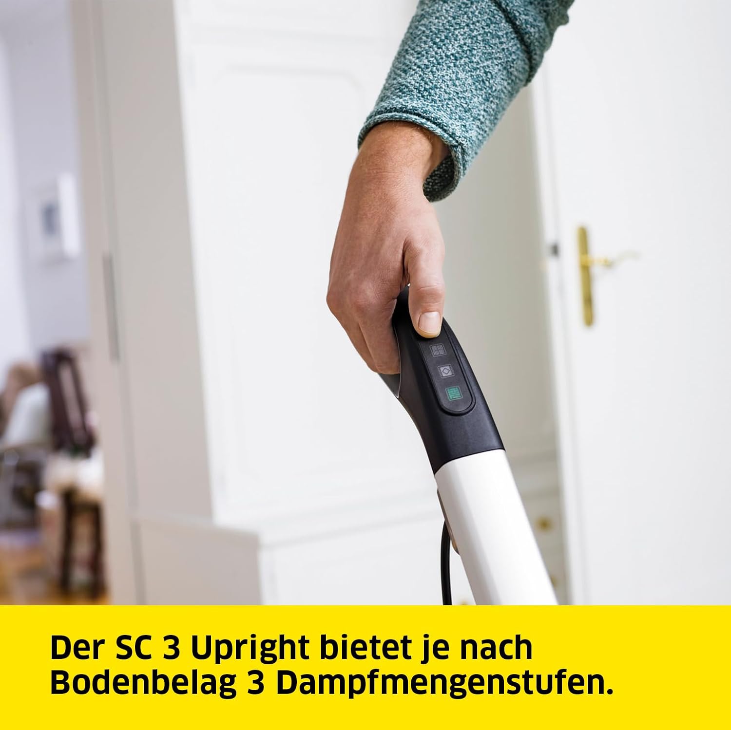 Krcher Dampfreiniger SC 3 Upright EasyFix, Aufheizzeit: 0,5 min., Flchenleistung: ca. 60 m, Tank: 0,5 l, Heizleistung: 1.600 W, mit Bodendüse, Bodentuch, Teppichgleiter, Entkalkungskartusche