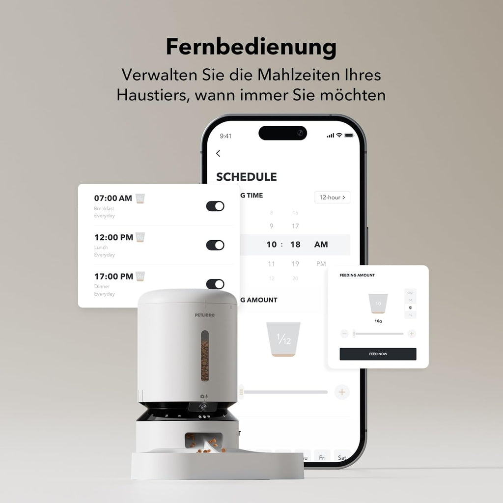 PETLIBRO 5L Futterautomat Katze mit 1080P Kamera - 5G WiFi Futterspender Hund mit APP & Nachtsicht, Sensor für Niedriger Futter & Blockierung, Bewegungs & Tonalarm für Haustiere, 1-10 Mahlzeiten