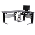 HOMCOM Scrivania angolare a L con vassoio per tastiera e supporto per PC tower