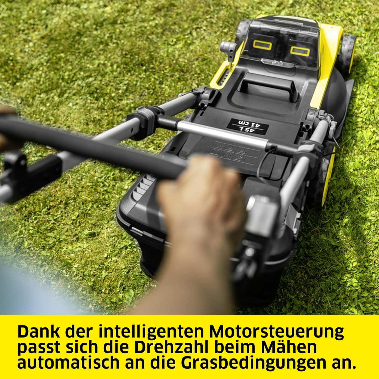 Kärcher Akku-Rasenmäher LMO 2-18, Grasfangbehältervolumen 30 l, 5 stufige Schnitthöhenverstellung 3.500 U/min, ohne Akku und Ladegerät, gelb