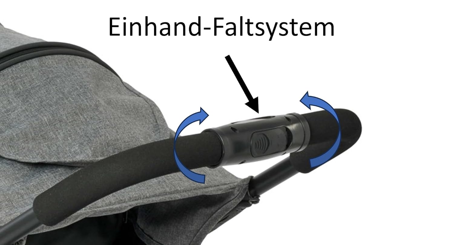 Knorr Baby Joggy S, Babyjogger, Kinderwagen, Jogger, Dreirad, Kinderbuggy mit Einhandfaltsystem, Liegefunktion, Schwenkrad, bis 25 kg belastbar (Sitz 22 kg, Korb 3 kg), klappbar – Grau Melange