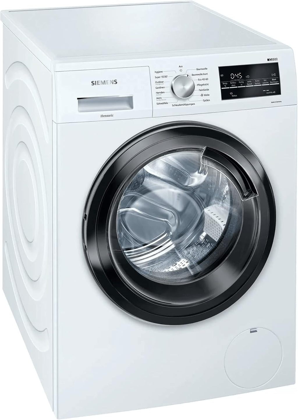 Siemens WM14G400 iQ500 Lavatrice / 8kg / C / 1400 giri/min / Programma Outdoor / Funzione varioSpeed / Funzione aggiunta bucato / aquaStop, Bianco/Nero