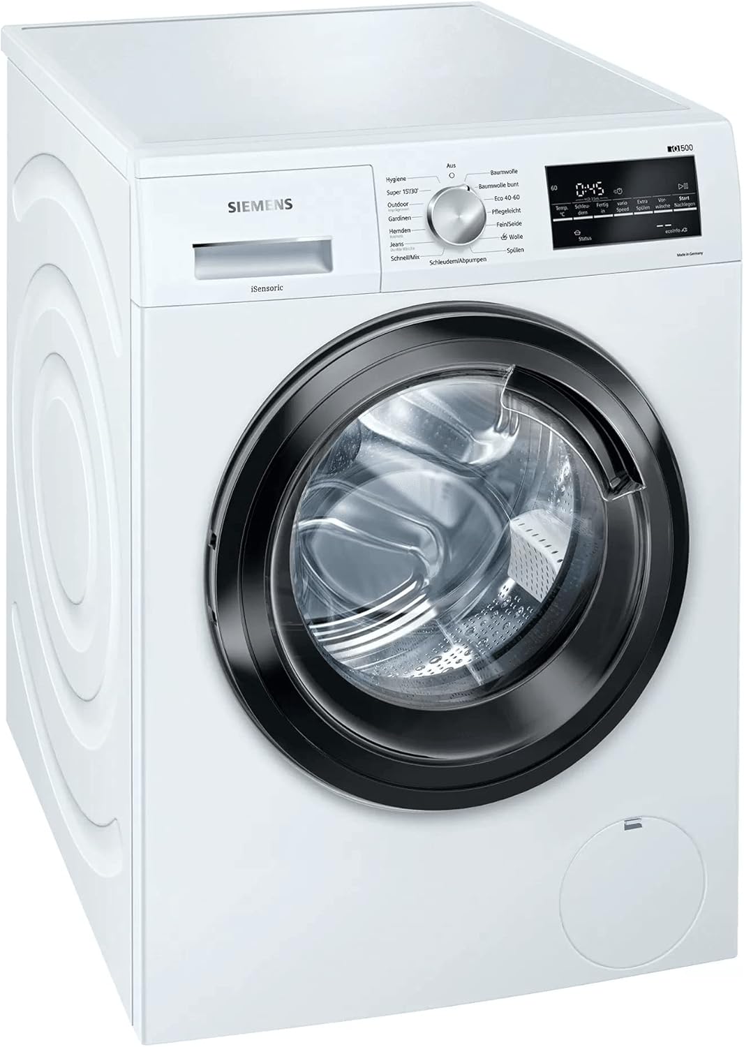 Siemens WM14G400 iQ500 Lavatrice / 8kg / C / 1400 giri/min / Programma Outdoor / Funzione varioSpeed / Funzione aggiunta bucato / aquaStop, Bianco/Nero