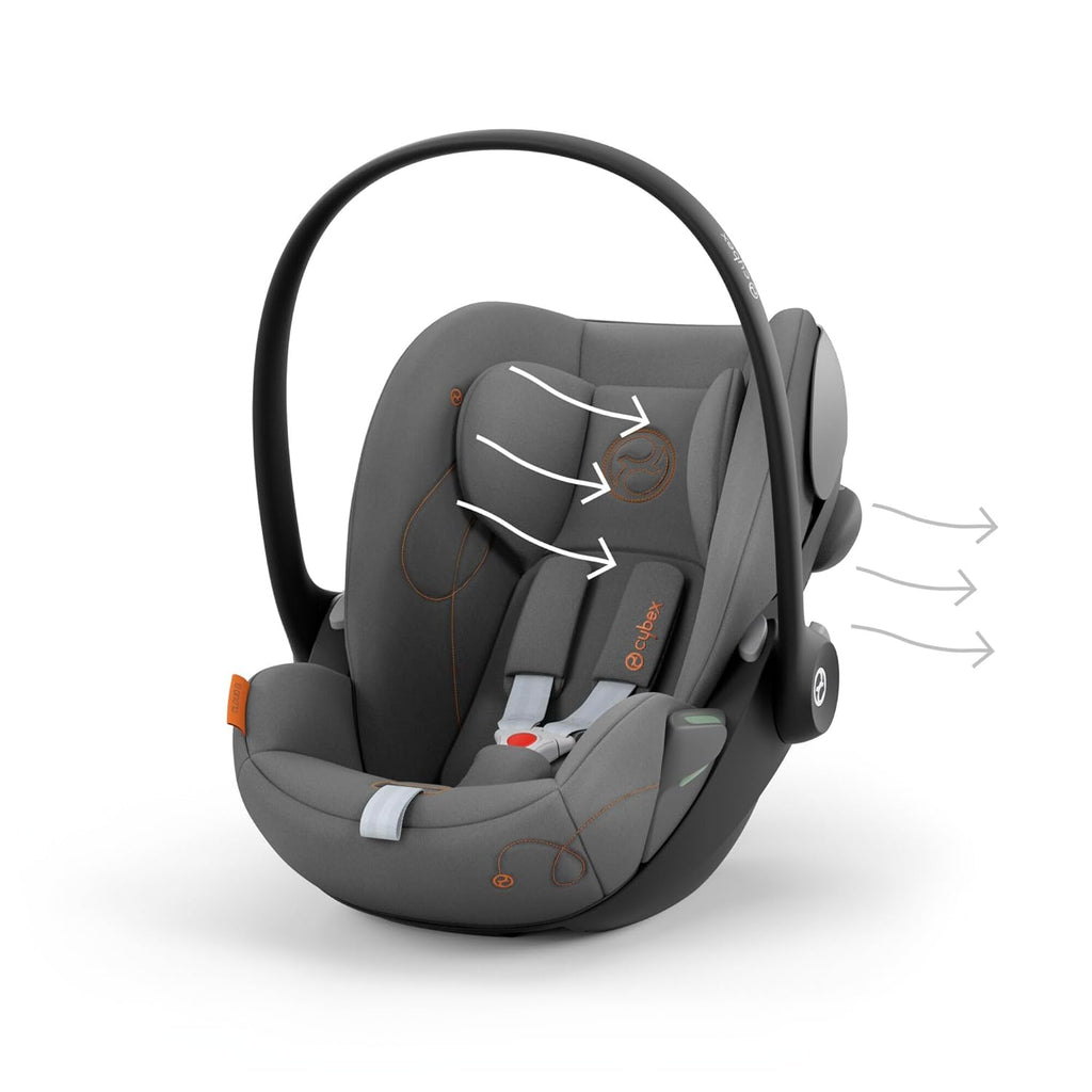 CYBEX Gold Seggiolino auto Cloud G i-Size Comfort, con riduttore per neonato, dalla nascita a circa 24 mesi, per bambini da 40 cm a 87 cm, max. 13 kg, Moon Black