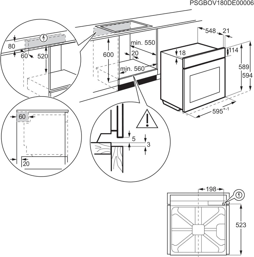 AEG Forno da incasso – Serie 5 AirFry: Risultati di cottura uniformi su 3 livelli – Pulizia Pirolitica – 25 Programmi automatici – Display touch LED – Riscaldamento rapido – Nero – BPE53516AB