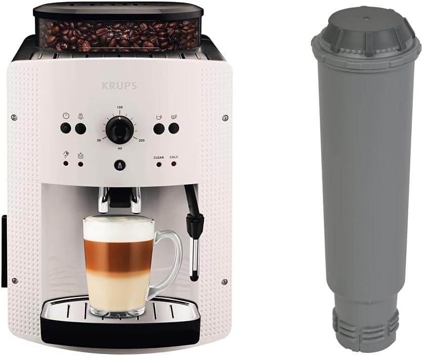 Krups Arabica Picto Macchina da Caffè Automatica, Bocchetta Vapore, Funzione 2 Tazze, Manopola Rotante, Facile Pulizia, Macchina da Caffè, Nera, EA810870