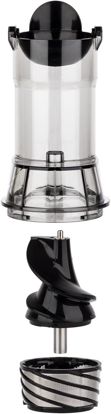 H.Koenig GSX22 Estrattore di succo / 1 L / 3 filtri per sorbetto, succo denso, succo leggero / Contenitore per polpa / Lavabile in lavastoviglie / Acciaio inossidabile /, Nero