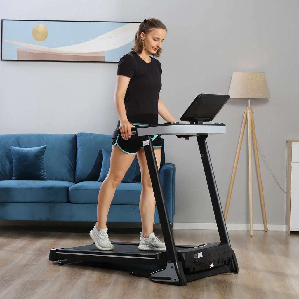 HOMCOM Tapis roulant elettrico pieghevole, display LCD, 12 programmi