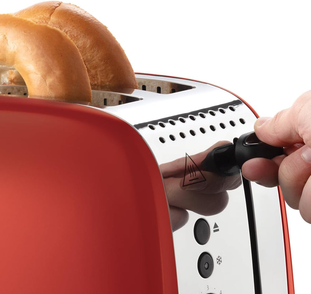 Russell Hobbs Set Colazione Colours+ Rosso: Macchina da caffè [Timer digitale, Doccetta per estrazione e aroma ottimali] 24031-56 + Bollitore [1,7l, 2400W] 20412-70 + Tostapane [per 2 fette] 26554-56