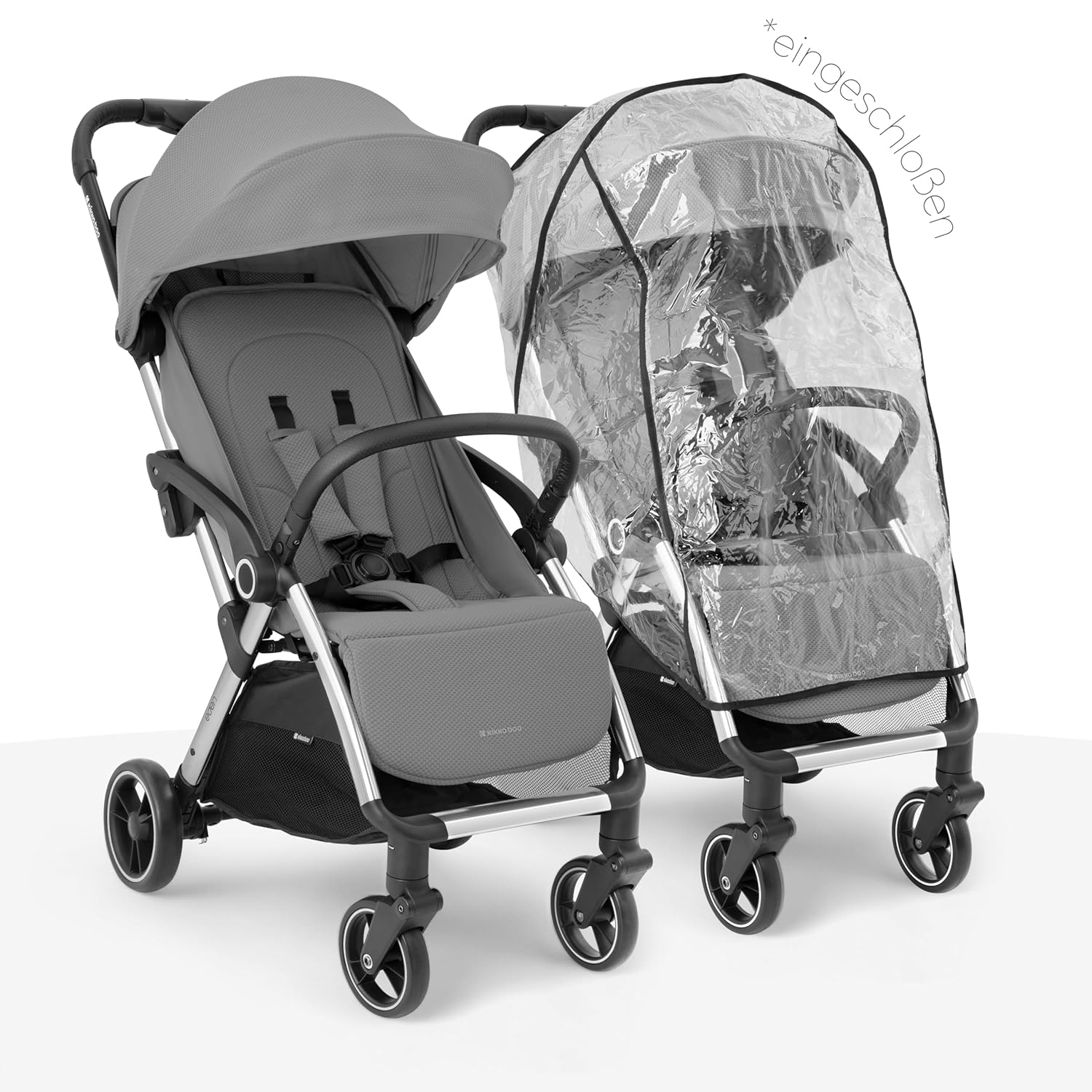 KikkaBoo EDEN Passeggino, passeggino fino a 22 kg, chiusura automatica, posizione reclinata, ultraleggero, compatto, nero
