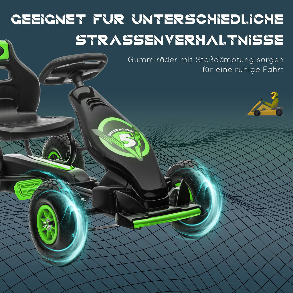 HOMCOM Go-kart per bambini, sedile regolabile in 3 posizioni, pneumatici in gomma