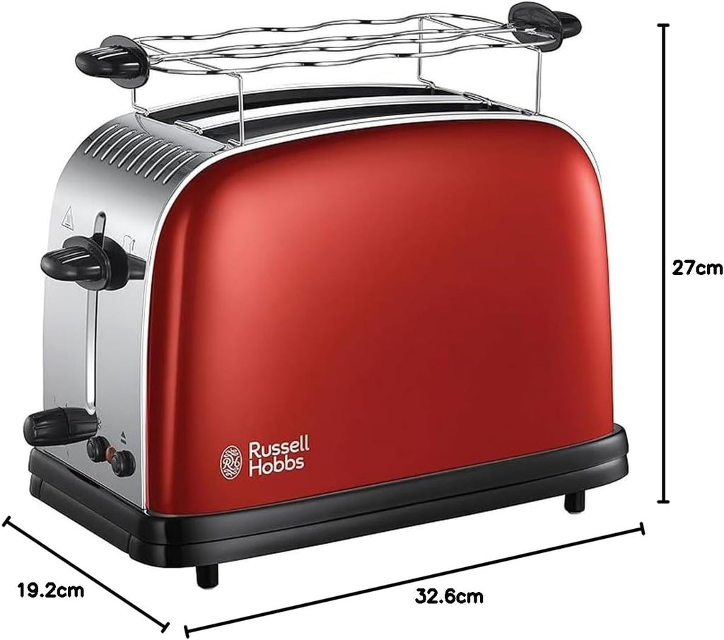 Russell Hobbs Set Colazione Colours+ Rosso: Macchina da caffè [Timer digitale, Doccetta per estrazione e aroma ottimali] 24031-56 + Bollitore [1,7l, 2400W] 20412-70 + Tostapane [per 2 fette] 26554-56