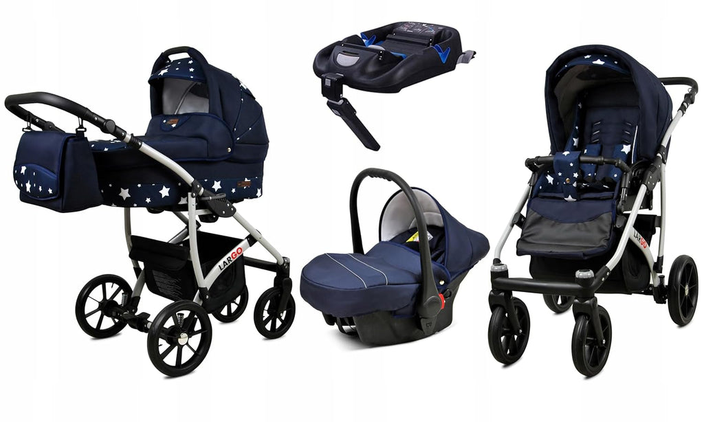 BabyLux Largo 2-in-1 Baby Kinderwagen Tief und Kinderwagen mit Zubehör Verstellbar und faltbar Aluminiumkonstruktion Wasserdicht Nicht abnehmbare Räder Brown Cream White Frame