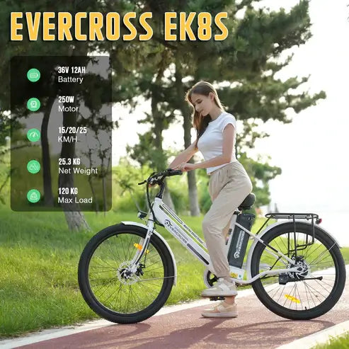 Evercross EK8S E-Bike – 250W, 26 pollici, batteria da 12Ah, autonomia fino a 90 km