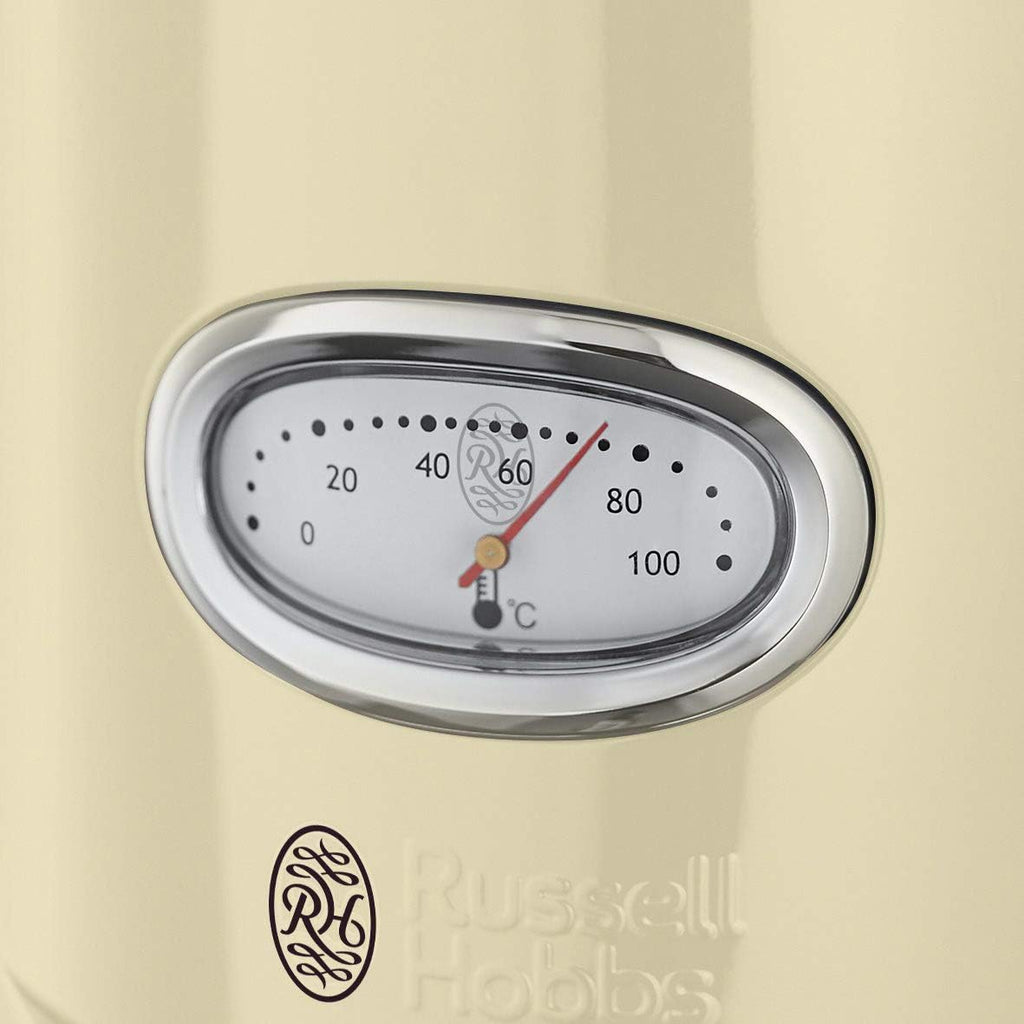 Russell Hobbs Tostapane [per 2 fette] Retro Acciaio Inossidabile Crema (Display Conto alla Rovescia Retro, inclusi pinze per panini, 6 livelli di doratura + funzione scongelamento e riscaldamento, 1300W) Vintage 21682-56
