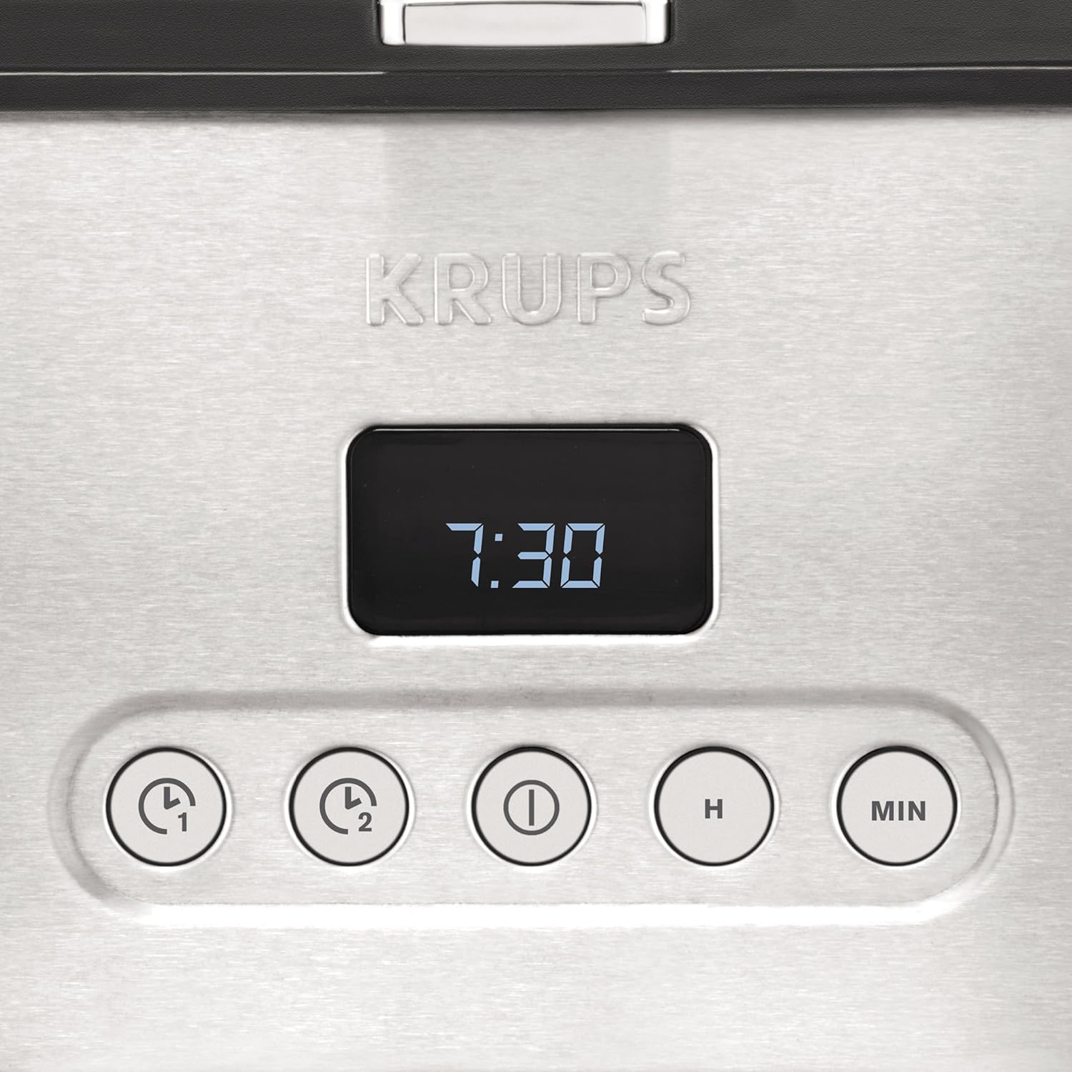 Krups KM442D Caffettiera con filtro Premium | 10-15 tazze | 1.000 Watt | programmabile | funzione scalda bevande | acciaio inossidabile | nero